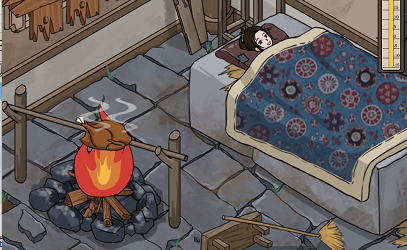 美女躺在火架上烤图片